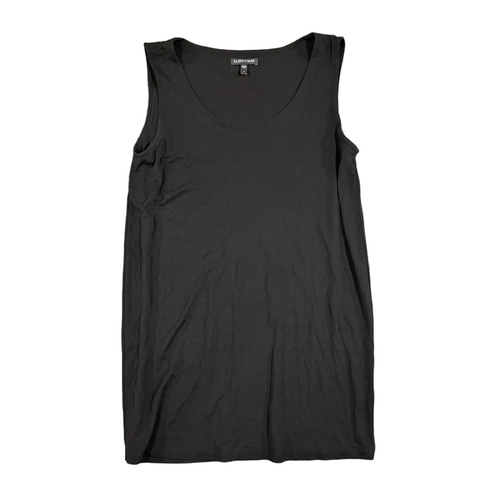 Eileen Fisher Black 100% Silk Scoop Neck Tank Top Womens Small RN 78121
